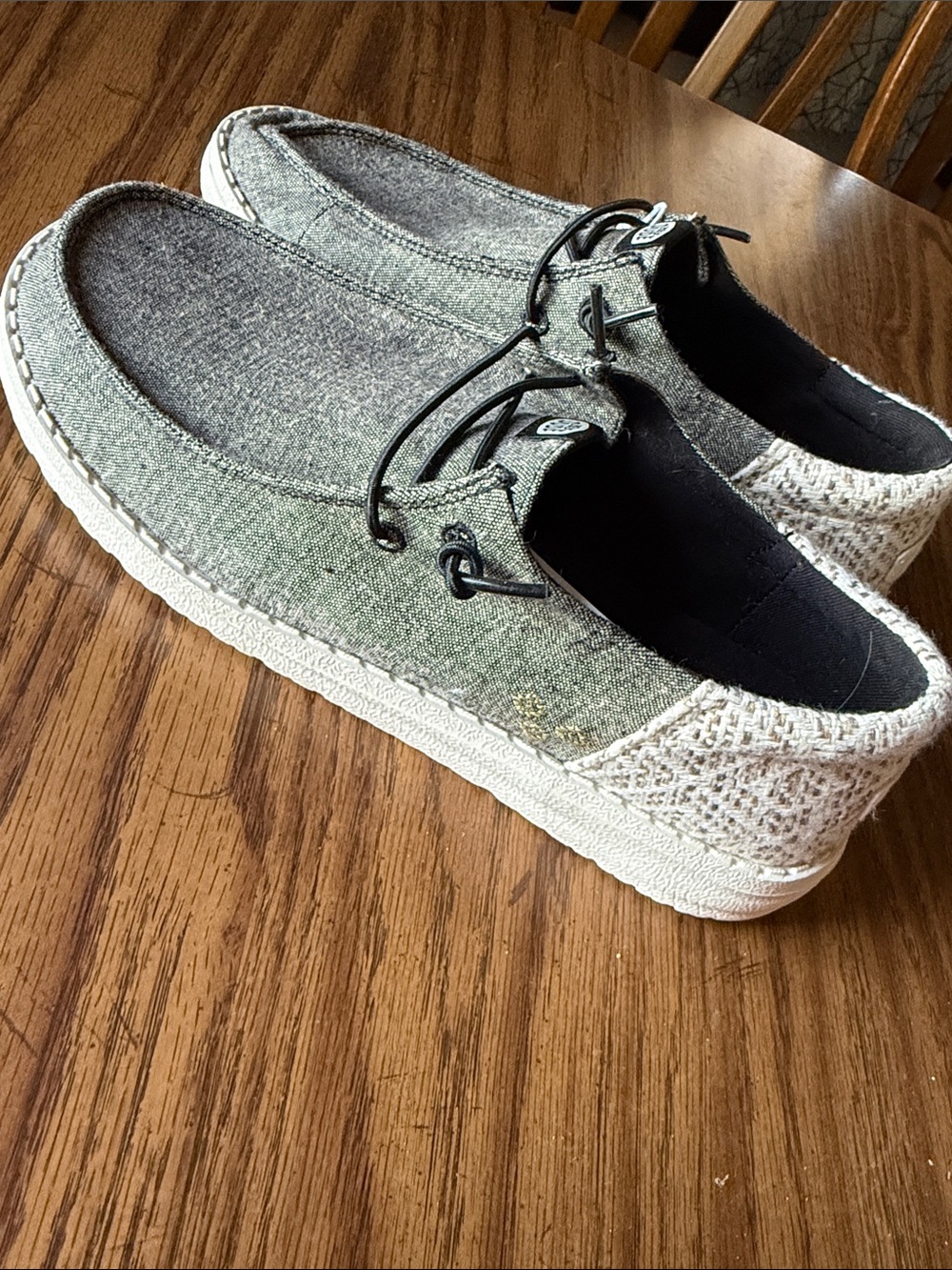 Hey Dude Women's Heather Gray & White Knit-Back Casual Slip-Ons